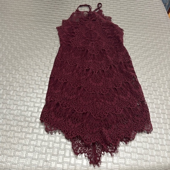 Free People 'She's Got It' ~ Plum Purple Lace Mini Slip Party Dress size XS - Picture 3 of 9